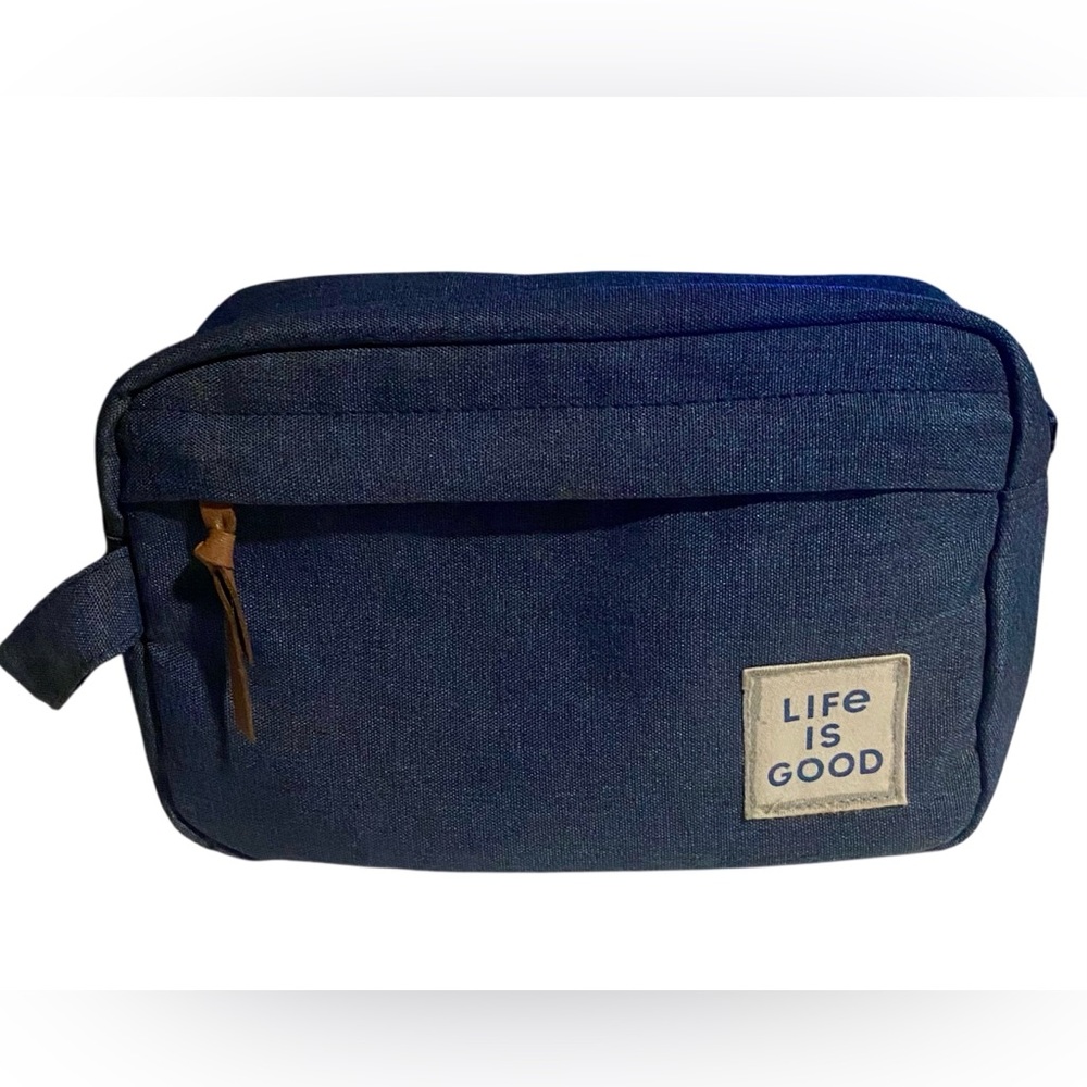 Life is Good Dark Blue Zipper Pouch /Bag